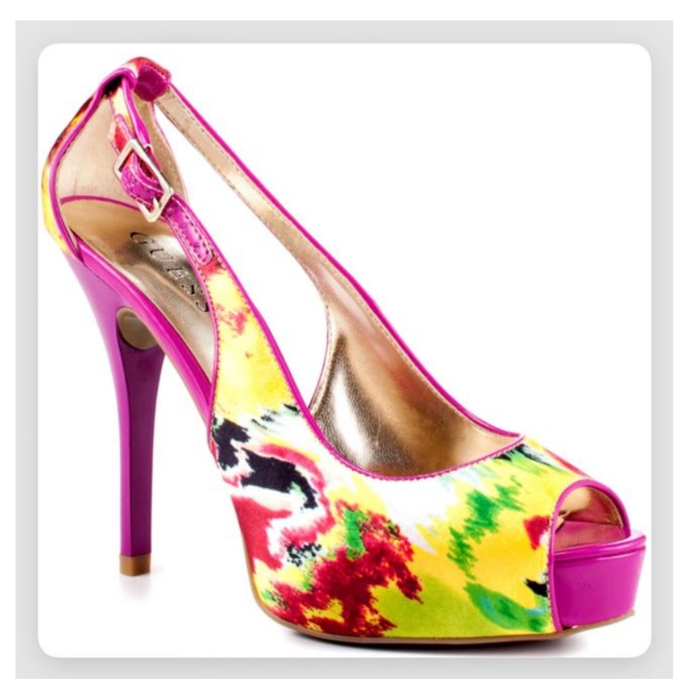 GUESS Yellow and Pink Hondo Platforms